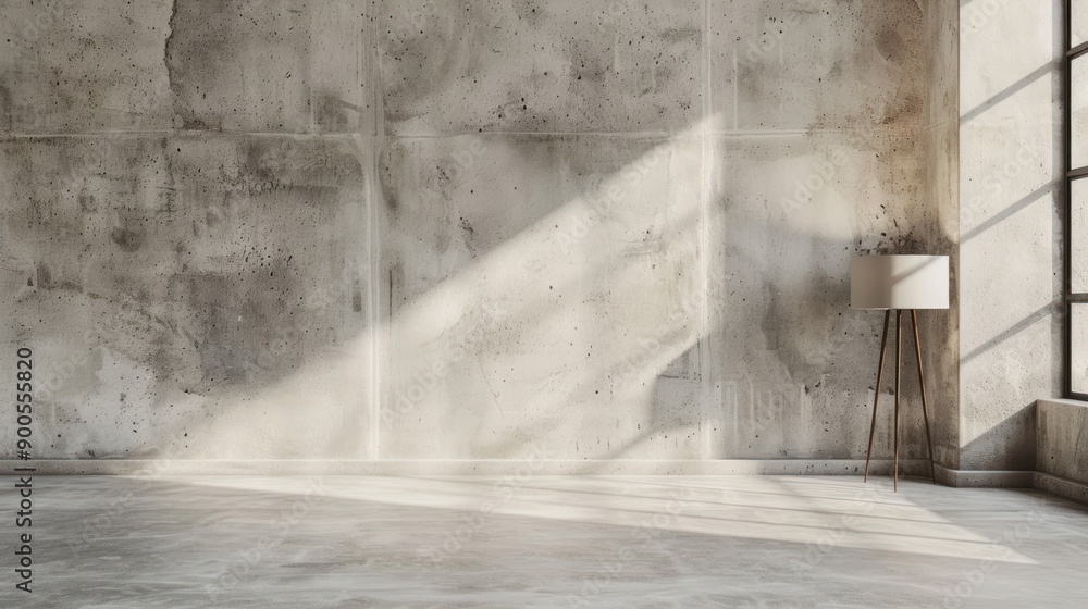 Minimalist Concrete Room with a Lamp Minimalist Concrete Room with a Lamp