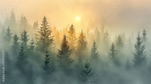 Misty Forest Sunrise