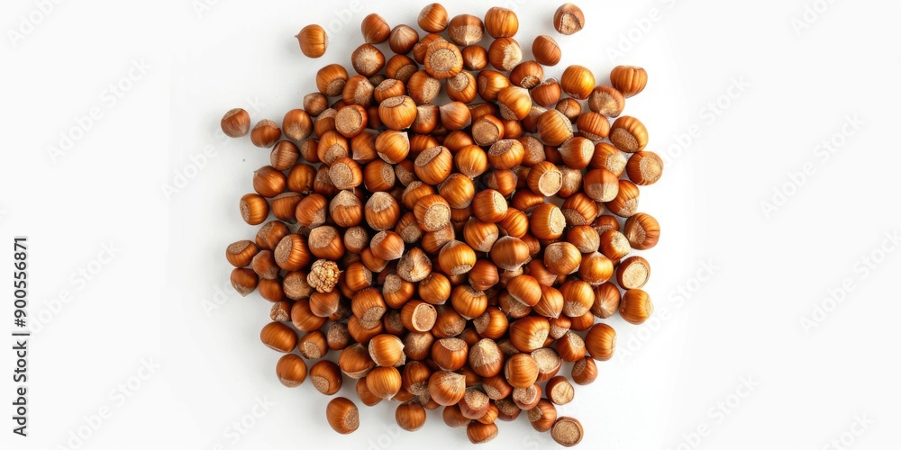 A collection of various nuts on a clean white background, suitable for food or decorative purposes A collection of various nuts on a clean white background, suitable for food or decorative purposes
