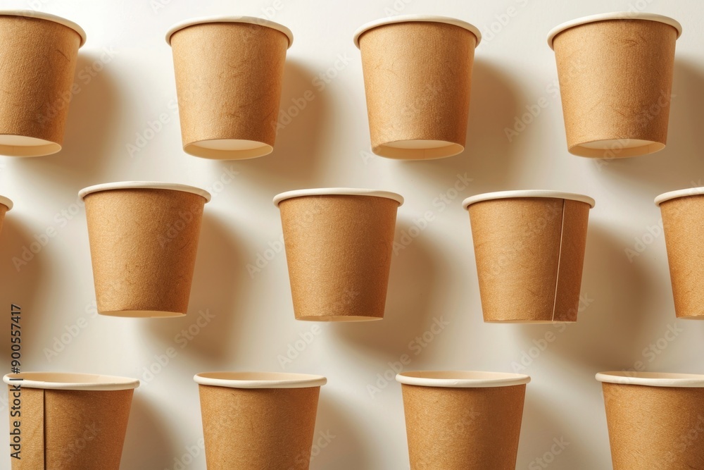 A collection of paper cups on a table A collection of paper cups on a table