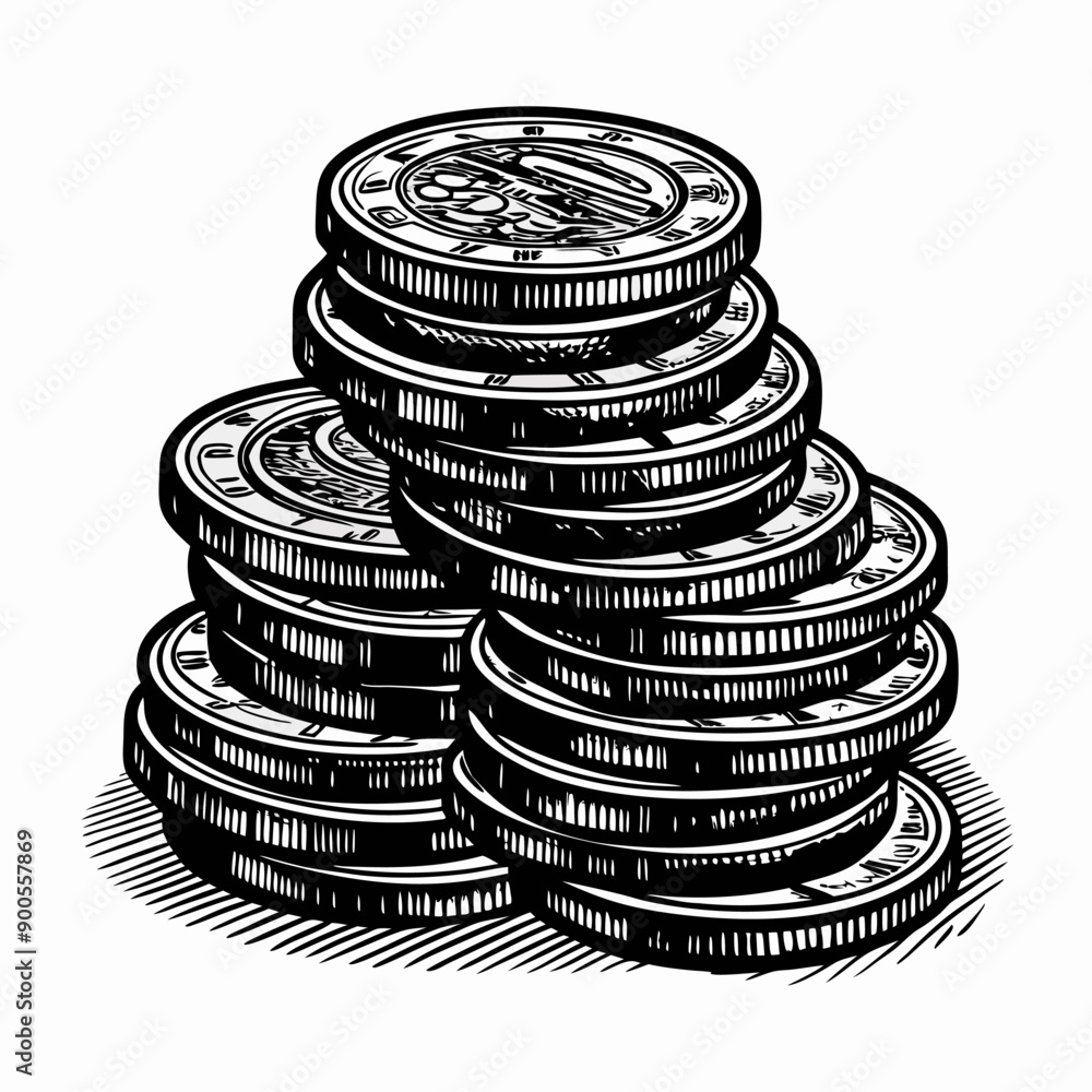 A stack of coins with the top coin reading A stack of coins with the top coin reading
