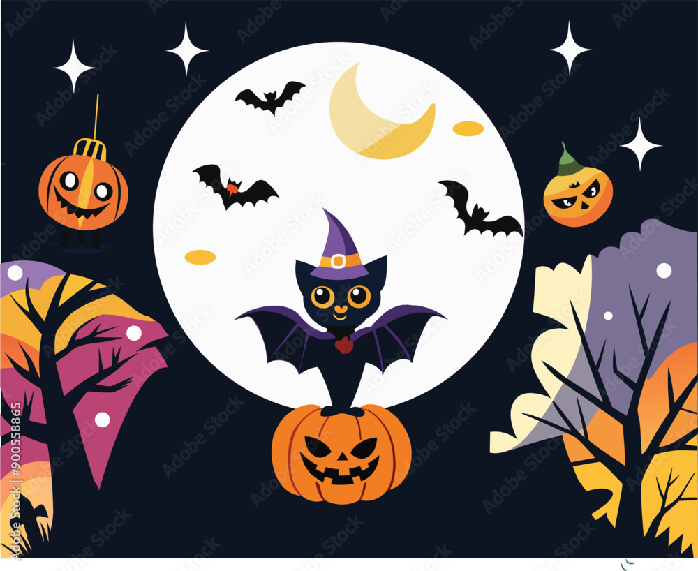 halloween background with pumpkin, bats, ghost halloween background with pumpkin, bats, ghost