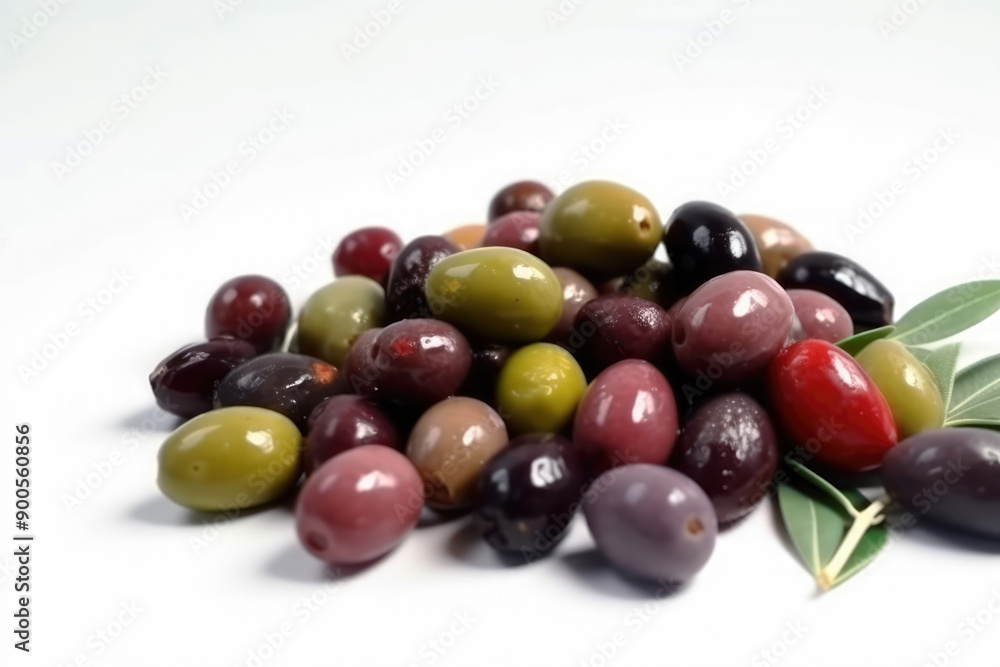 generated illustration Delicious raw olives on isolated white background generated illustration Delicious raw olives on isolated white background