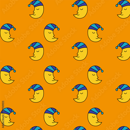 Pattern children's print the night moon is sleeping