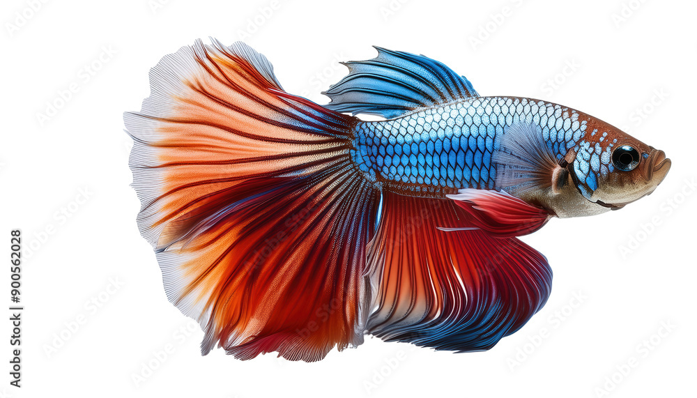 A vibrant, colorful betta fish showcasing flowing fins and striking patterns, ideal for aquatic and nature-themed visuals. A vibrant, colorful betta fish showcasing flowing fins and striking patterns, ideal for aquatic and nature-themed visuals.