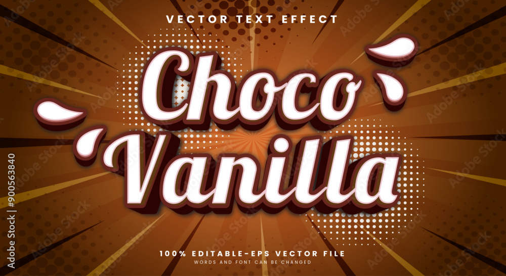 Choco Vanilla editable text effect Template suitable for sweet food products Choco Vanilla editable text effect Template suitable for sweet food products