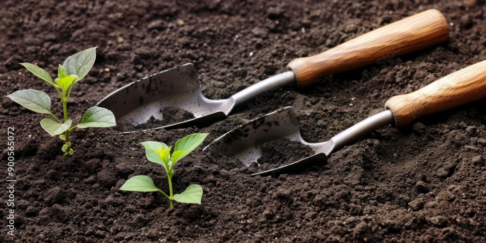 Green Thumb Essentials: Gardening Tools and Seedlings Thriving in Nutrient-Rich Soil