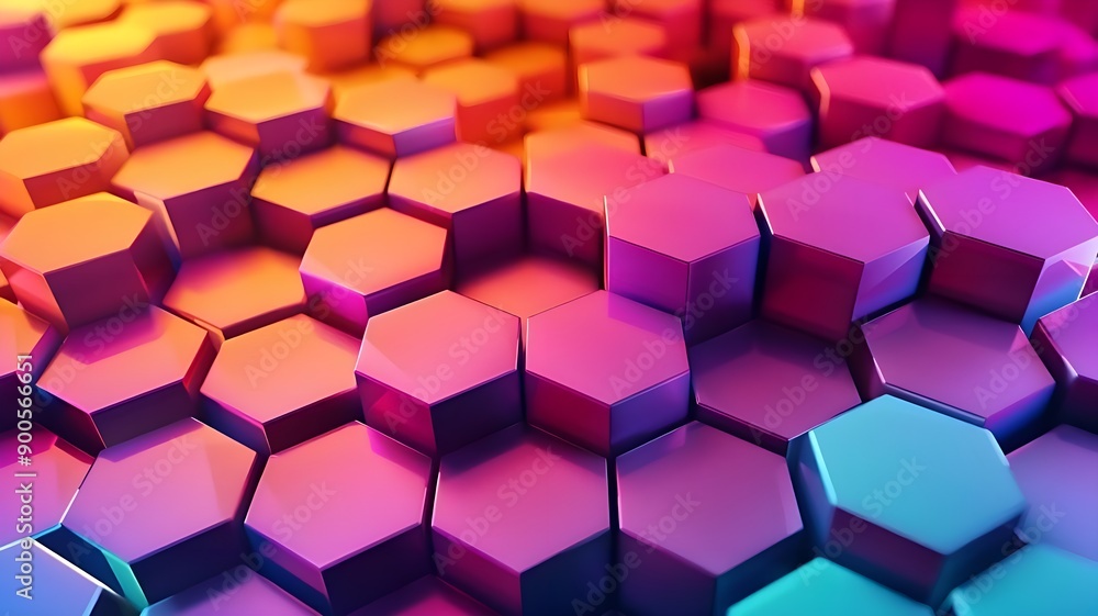 3D Hexagonal Pattern in Vibrant Gradient Colors 3D Hexagonal Pattern in Vibrant Gradient Colors