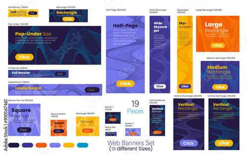Dynamic lines web banner set
