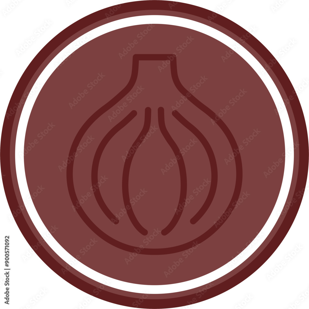 Onion Vector Line Double Circle Maroon Onion Vector Line Double Circle Maroon
