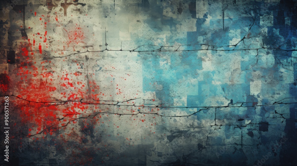 Obraz premium Grunge texture with bright tech overlays