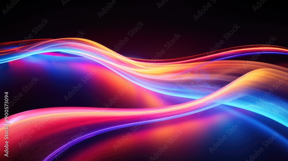 Holographic light trails in a vibrant color palette Holographic light trails in a vibrant color palette