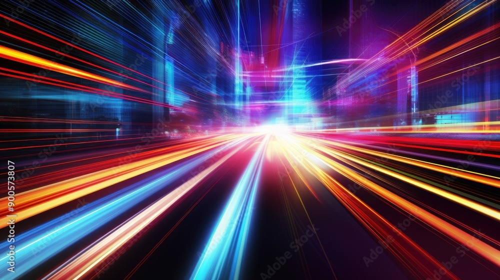 Holographic light trails in a vibrant color palette Holographic light trails in a vibrant color palette