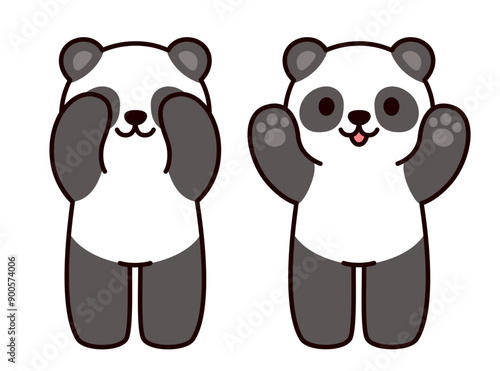 Cute cartoon panda playing Peekaboo