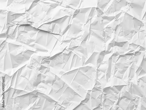 Intricately crumpled white paper with detailed creases