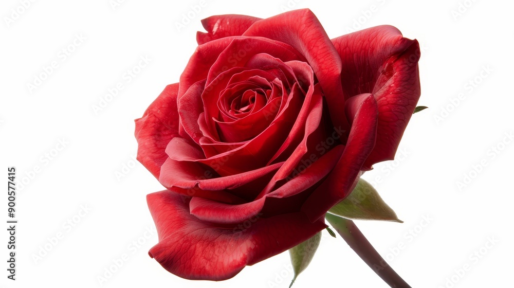 Exquisite red rose in full bloom, isolated on a plain background, focusing on the flower's vibrant color and delicate petals Exquisite red rose in full bloom, isolated on a plain background, focusing on the flower's vibrant color and delicate petals