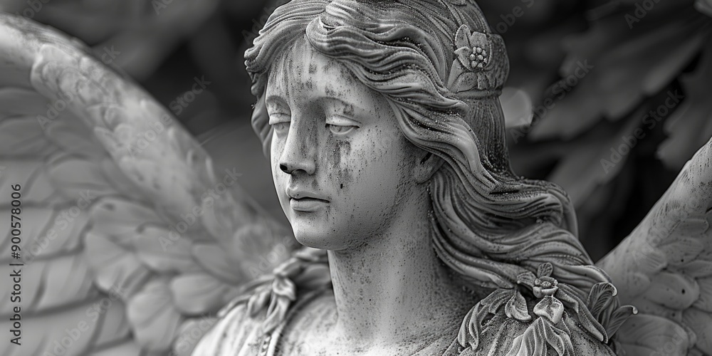A classic representation of an angel in monochrome A classic representation of an angel in monochrome