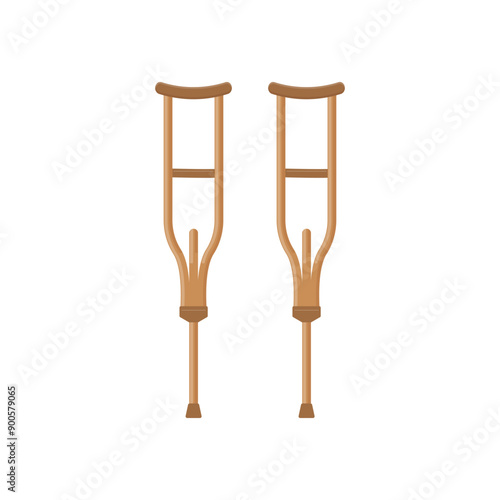 Obraz na płótnie Crutches. Pair of underarm crutches flat vector illustration . Broken leg patient cane. Rehabilitation tool. w salonie