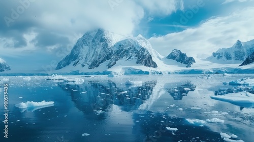 Glacier Mountains Reflecting in a Calm Antarctic Sea © Agus