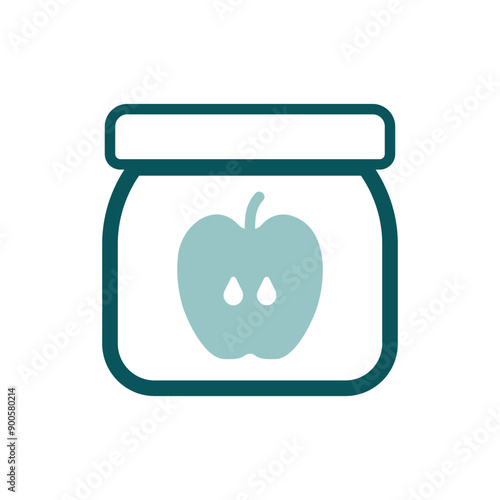 Jar of baby food with apple puree vector icon
