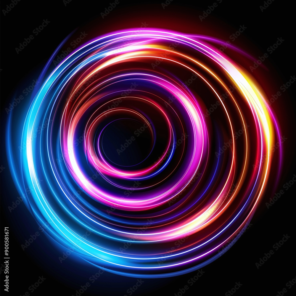Radiant Neon Spiral with Dynamic Light Rings Radiant Neon Spiral with Dynamic Light Rings