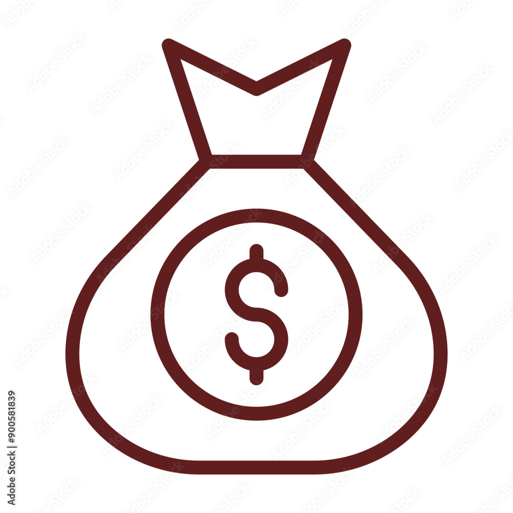 Money Bag Vector Line Maroon Design Money Bag Vector Line Maroon Design