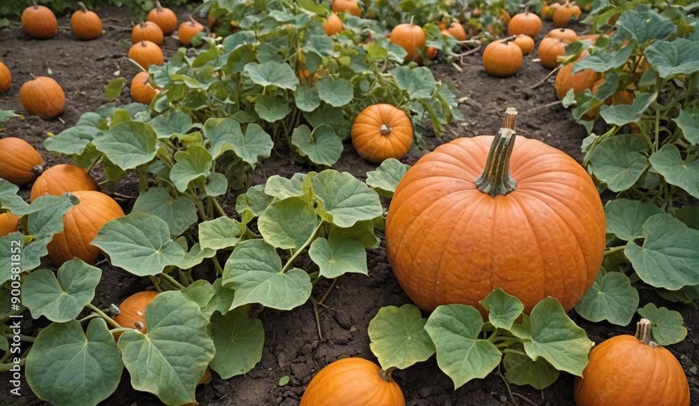 Obraz premium Harvest Time Vibrant Pumpkin Patch Delights