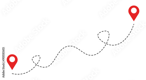 Route location dotted line with pointer map design vector