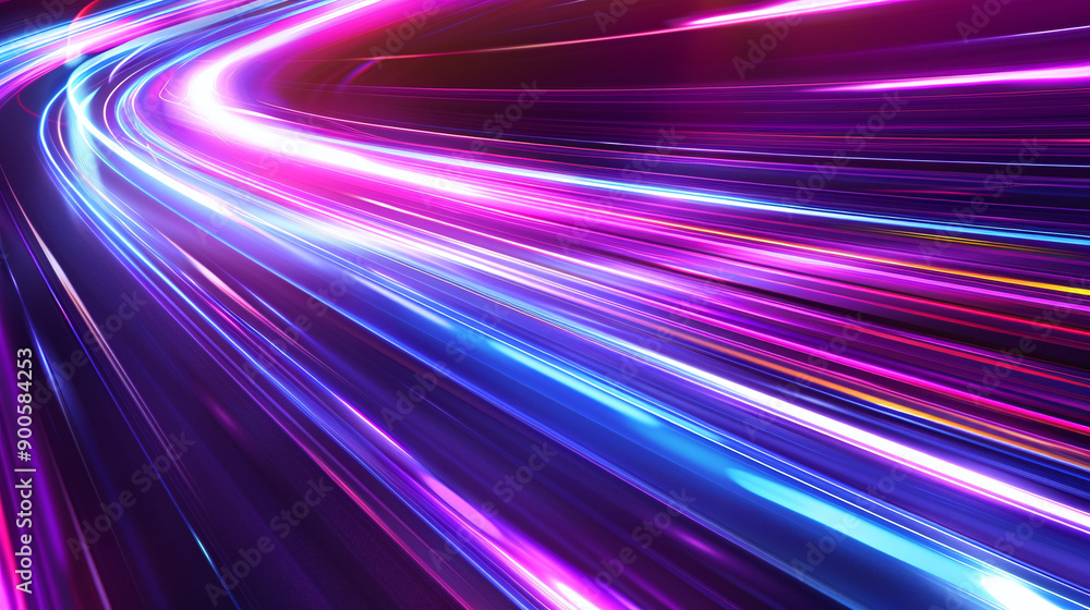 Dynamic Neon Light Trails on Curved Pathway Dynamic Neon Light Trails on Curved Pathway