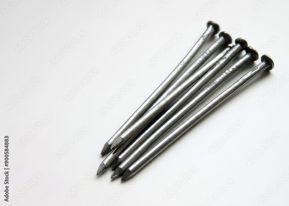 Metal nails on white background Metal nails on white background