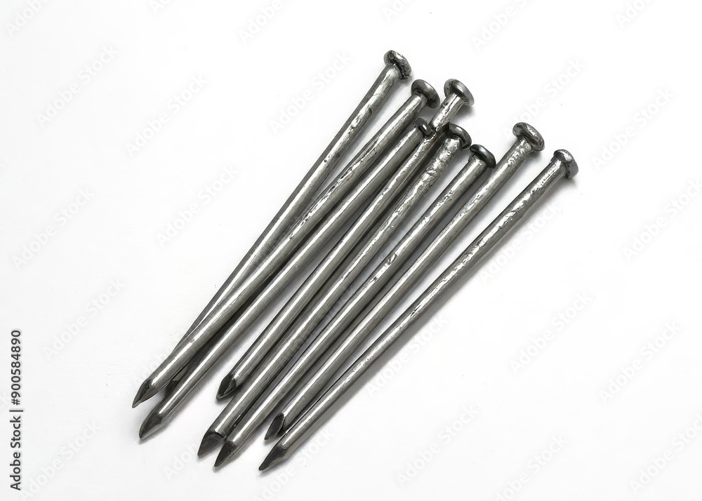 Metal nails on white background Metal nails on white background