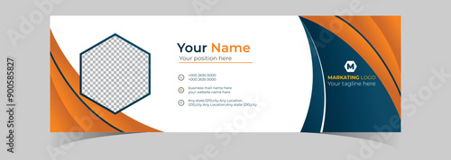 Business email signature or email footer and social cover design vector template,
 photo place for personal corporate company.Web