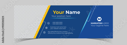 Business email signature or email footer and social cover design vector template,
 photo place for personal corporate company.Web