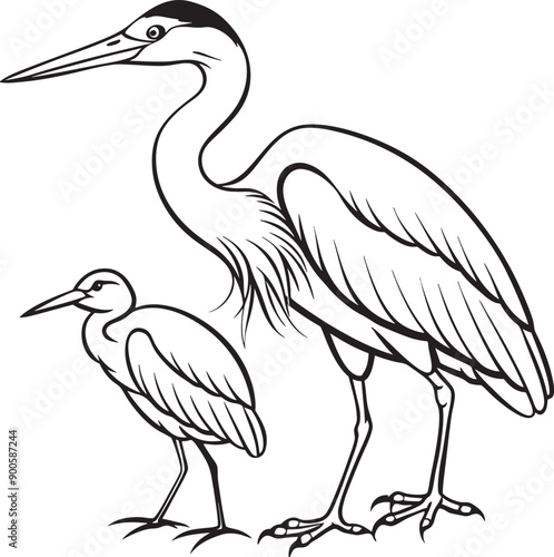 great blue heron common bird silhouette vector art illustration with a natural background