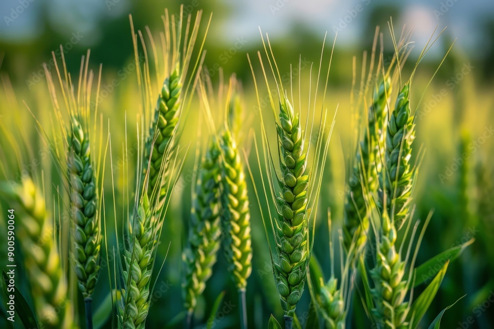 Green wheat field, agricultural crop harvest concept Green wheat field, agricultural crop harvest concept