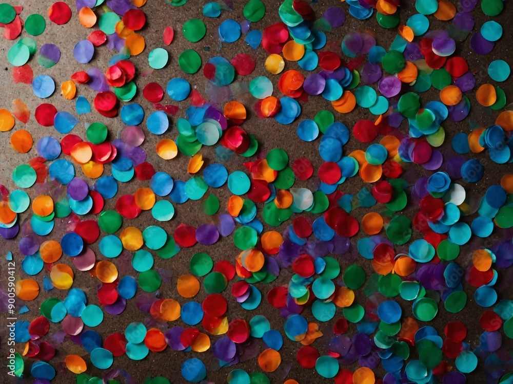 Top-down view of bright confetti piece Top-down view of bright confetti piece