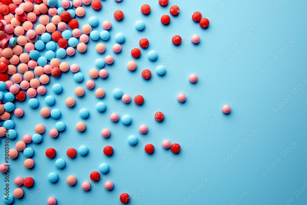 Colorful pills abstract background on a blue background Colorful pills abstract background on a blue background