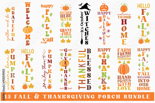 Retro fall porch sign bundle SVG retro t shirt design vector sublimation