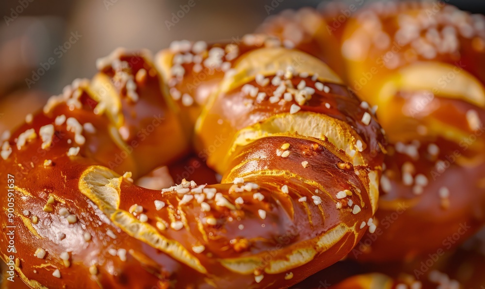Close-up of a delicious Bavarian pretzel with a crispy golden crust at the Oktoberfest festival. Close-up of a delicious Bavarian pretzel with a crispy golden crust at the Oktoberfest festival.