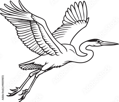 great blue heron common bird silhouette vector art illustration with a natural background