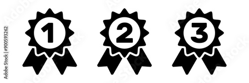 1st 2nd 3rd place awards, flat solid vector set