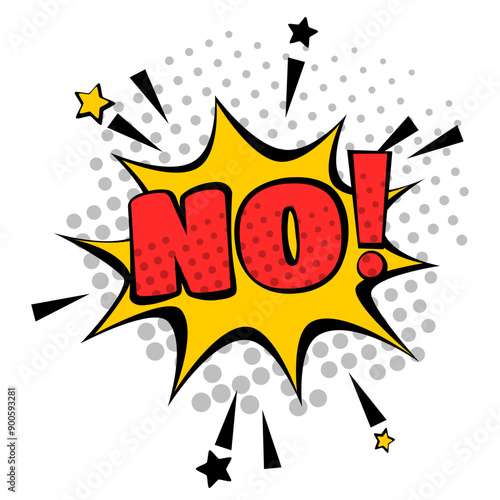 three NO comics style text, vintage attention message, retro dangerous poster