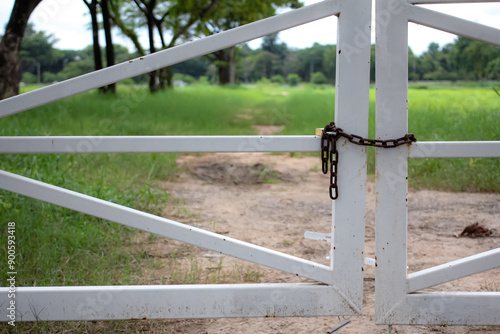 locked white fence