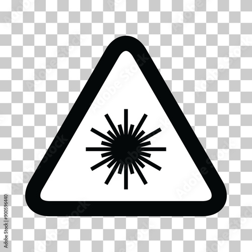 Laser radiation danger label icon, safety protection information symbol vector illustration