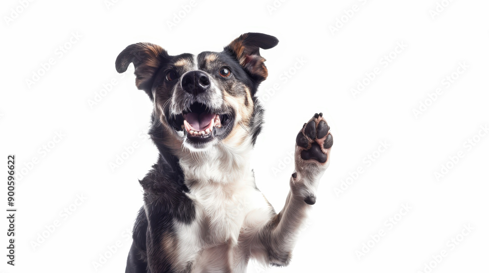 Energetic Jack Russell Terrier Raising Paw in Friendly Gesture Energetic Jack Russell Terrier Raising Paw in Friendly Gesture