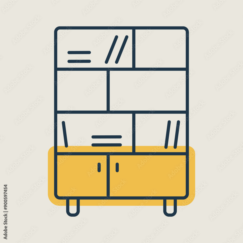 Office cabinet with folders and shelves icon Office cabinet with folders and shelves icon