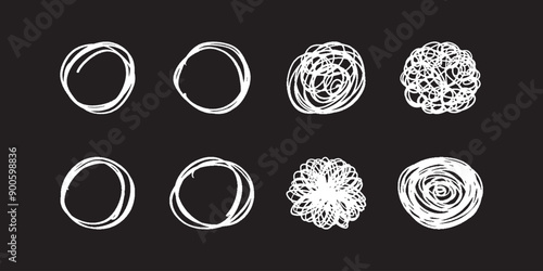 Random scribble shapes. Collection of chaotic hand-drawn doodles. Vector illustration for artistic designs.