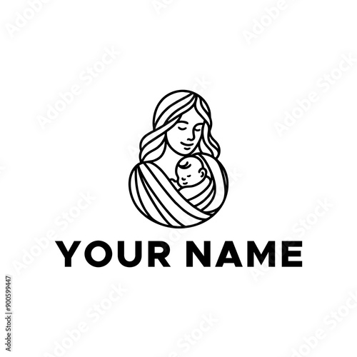 mother holding baby vector, b...
