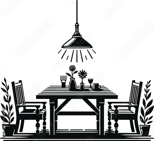 Table silhouette vector illustration