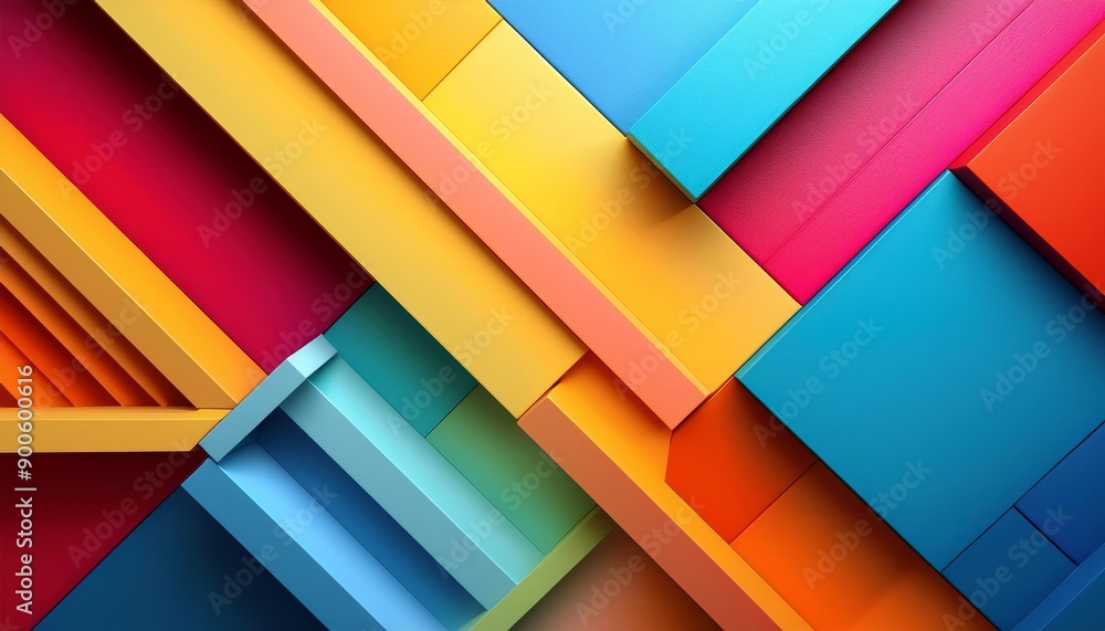 An abstract composition of vibrant colored geometric shapes An abstract composition of vibrant colored geometric shapes